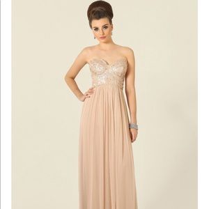 Dusty blush / rose gold dress / champagne tones